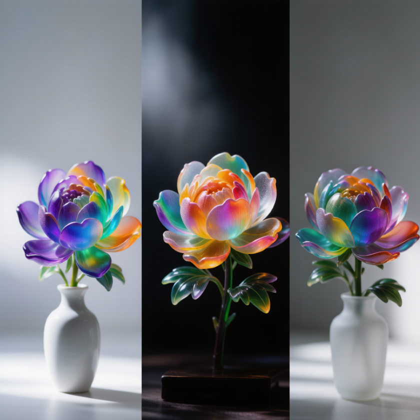 Rainbow Crystal Peony Flower