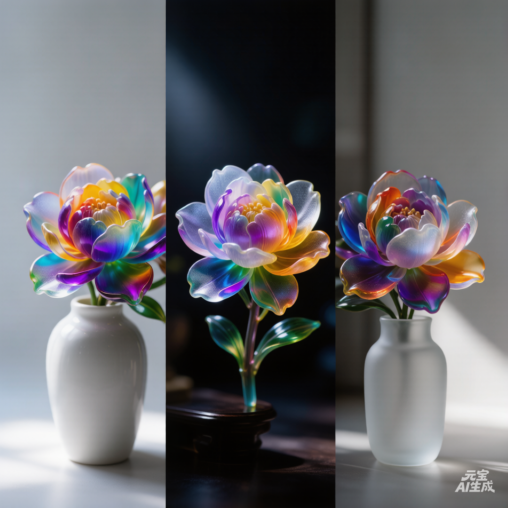 Rainbow Crystal Peony Flower