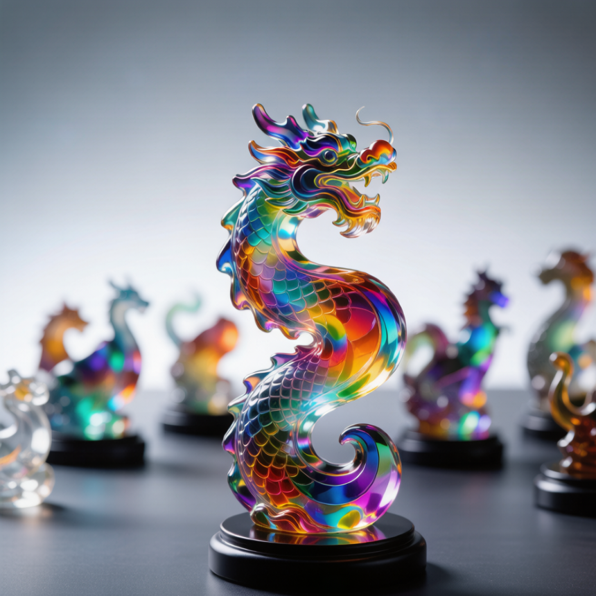 Rainbow Crystal Dragon Figurine