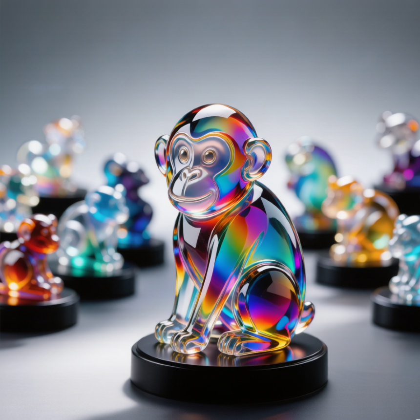 Rainbow Crystal Monkey Figurine