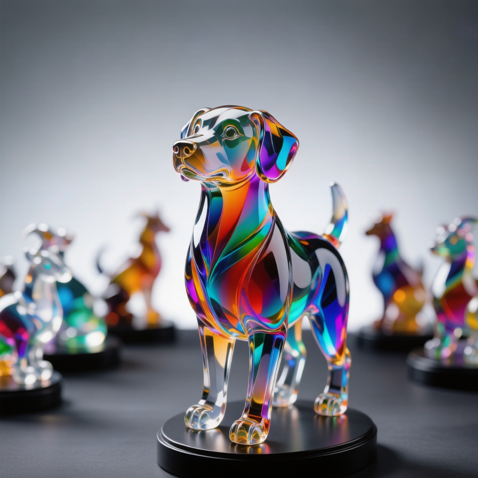 Rainbow Crystal Dog Figurine