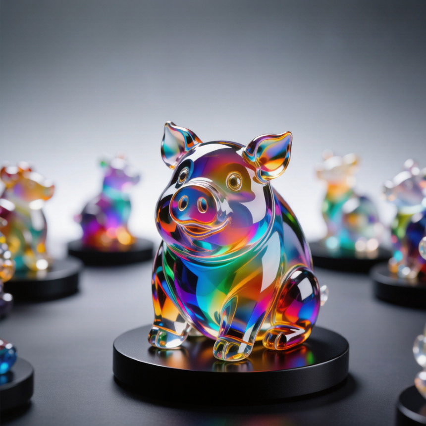 Rainbow Crystal Pig Figurine