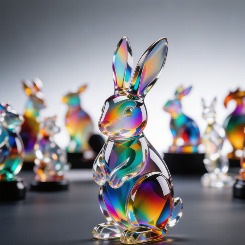 Rainbow Crystal Rabbit Figurine