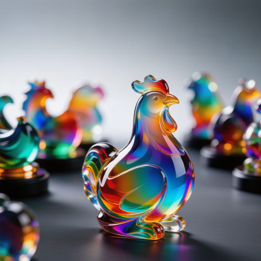 Rainbow Crystal Rooster Figurine
