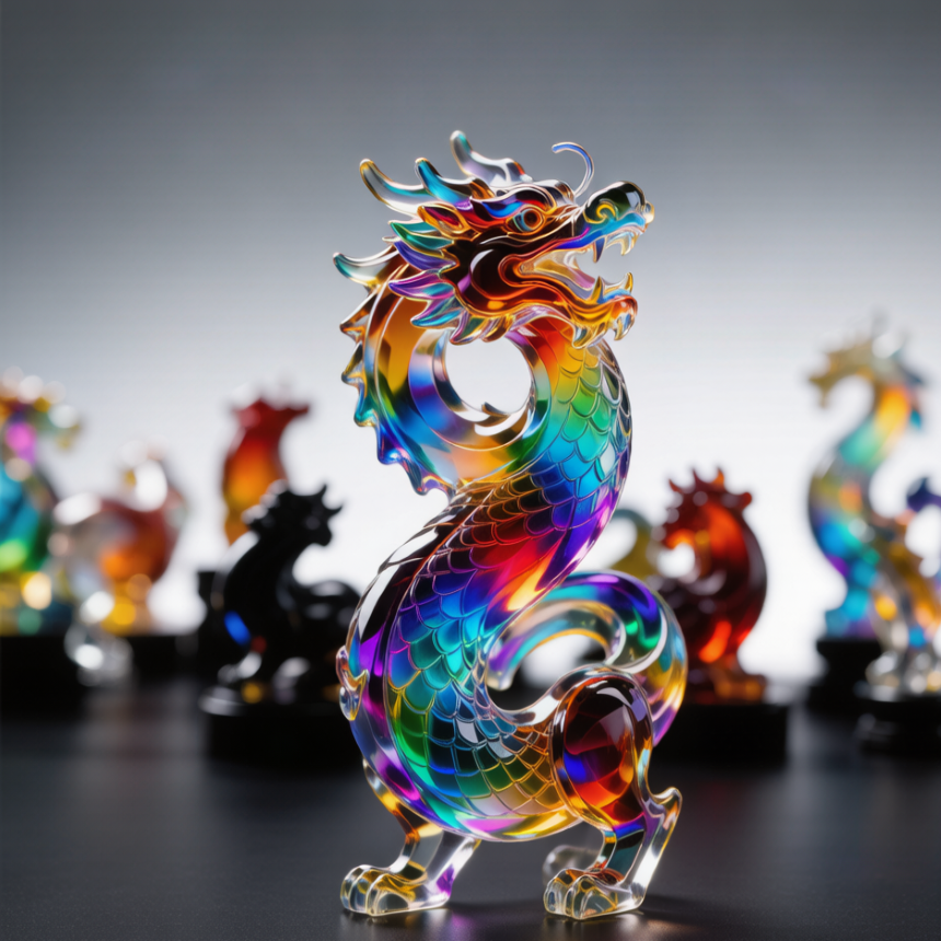 Rainbow Crystal Dragon Figurine