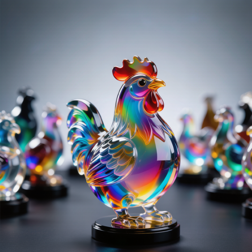 Rainbow Crystal Rooster Figurine