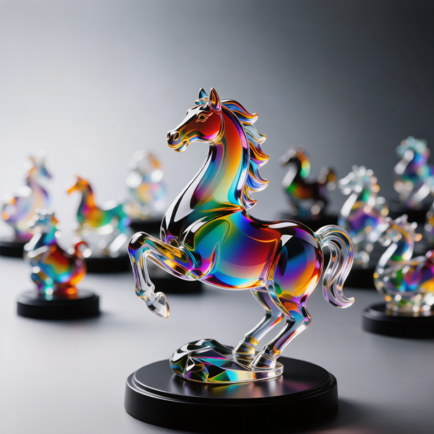 Rainbow Crystal Horse Figurine