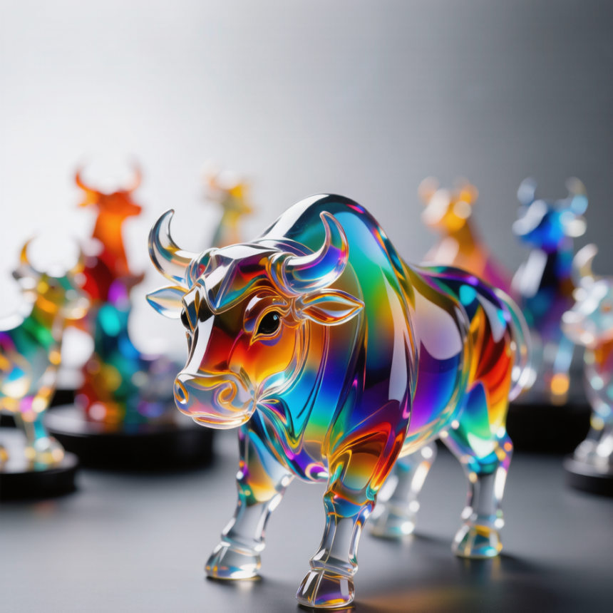 Rainbow Crystal Ox Figurine