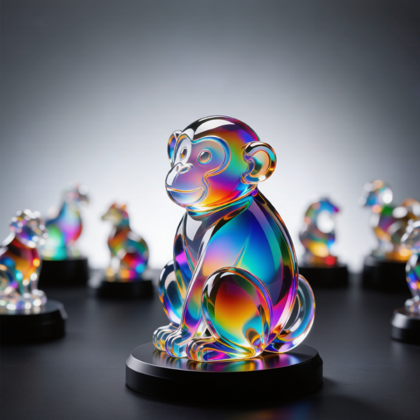 Rainbow Crystal Monkey Figurine