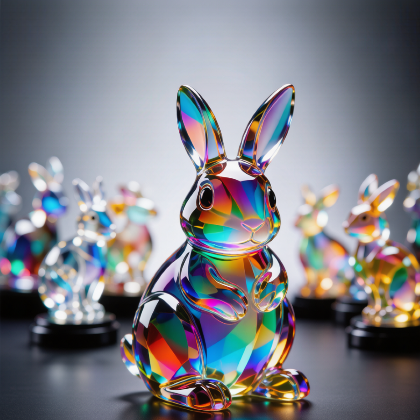 Rainbow Crystal Rabbit Figurine