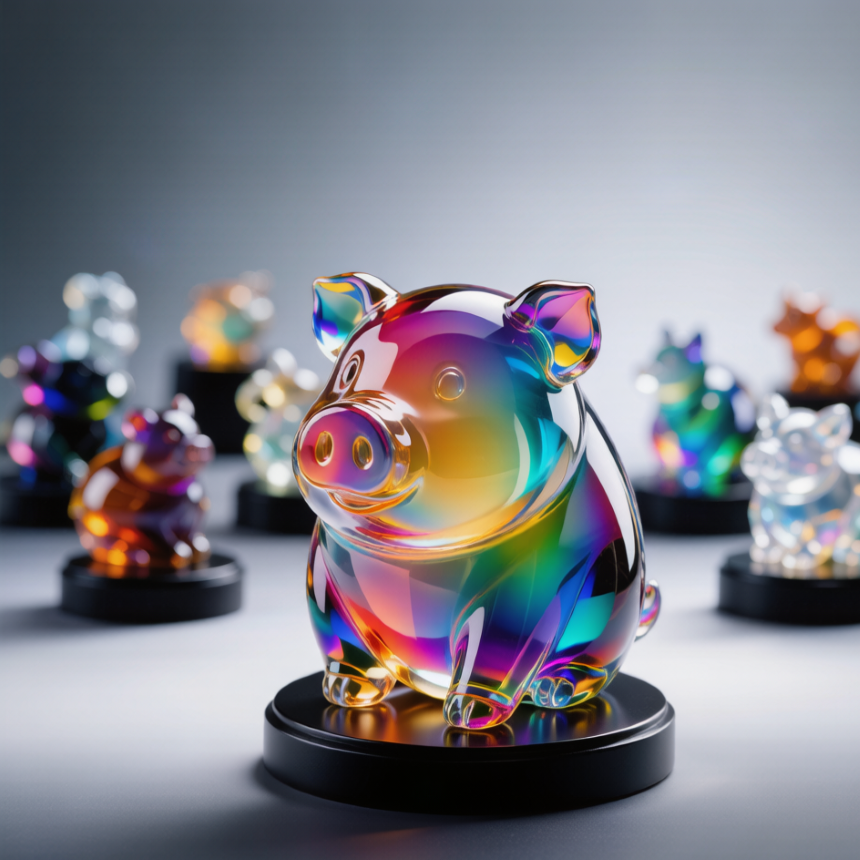 Rainbow Crystal Pig Figurine