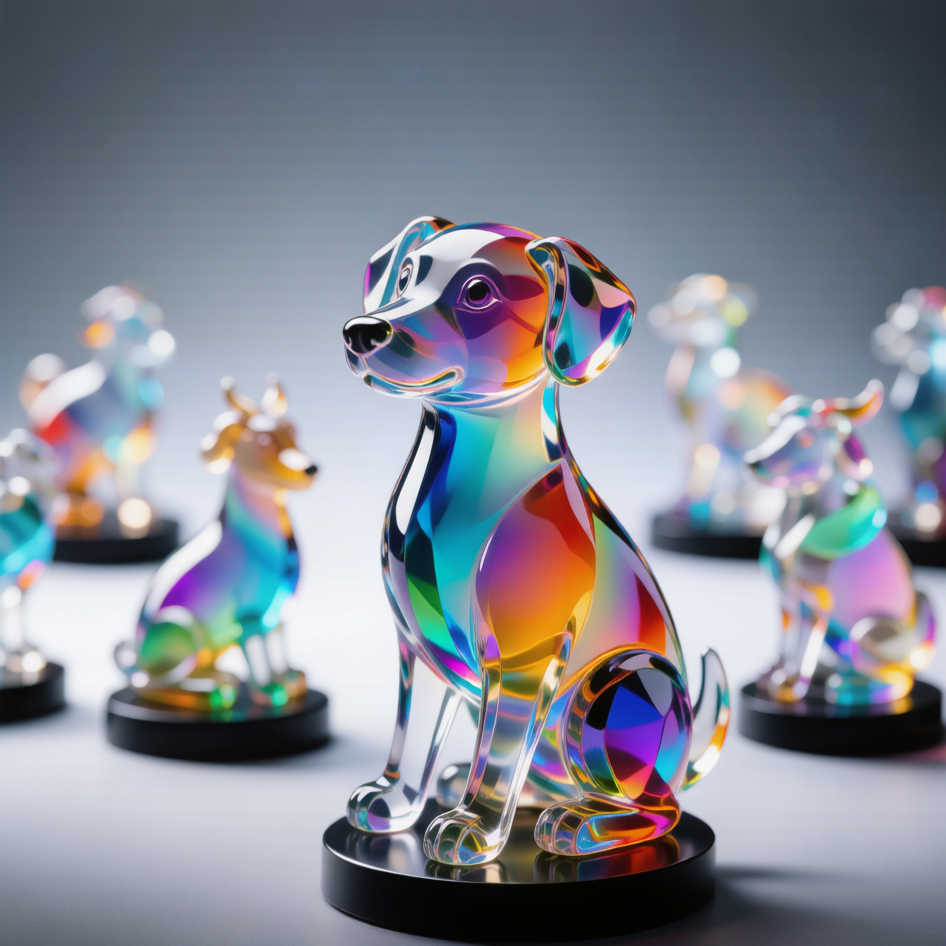 Rainbow Crystal Dog Figurine