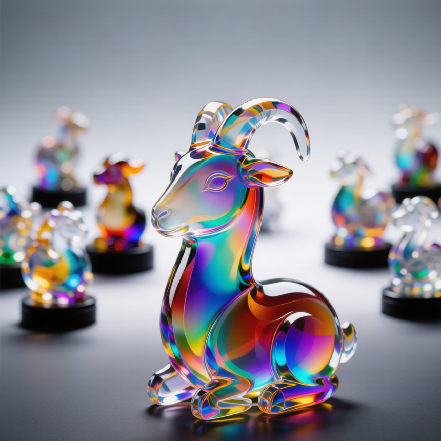 Rainbow Crystal Goat Figurine